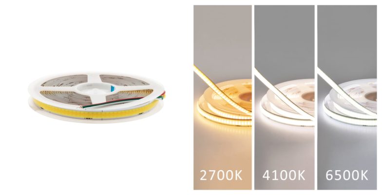 COB led nauha lämpimän, neutraalin ja kylmän valkoisen valon sävyissä.