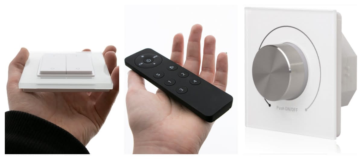 Figure 1 Wireless controllers collage - LedStore Langattomia led-himmentimiä, LedStore.fi