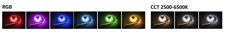 Led valonauha kaikilla väreillä ja valkoisen valon sävyillä.