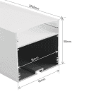 alumiiniprofiili-led-nauhalle-ripustettava-90x80mm-mittakuva-LedStore - LedStore Led-työpistevalaisimen runkona on iso, ripustettava led-nauhaprofiili. Mittakuvasta ilmenee, että tilaa on reilusti myös virtalähteelle