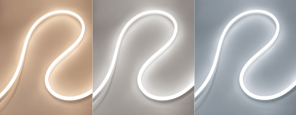 NEON LED-Lichtband biegt sich seitlich