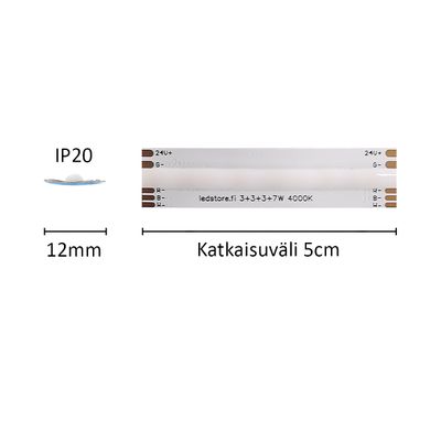 1 cm LED strip SOLO KAMELEONTTI, RGB+W, 24V, 16W/m, IP20, CRI96