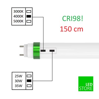 LED-Röhre 3 in 1, 25W/30W/35W, T8 150cm, 3000K/3800K/5000K, CRI 97