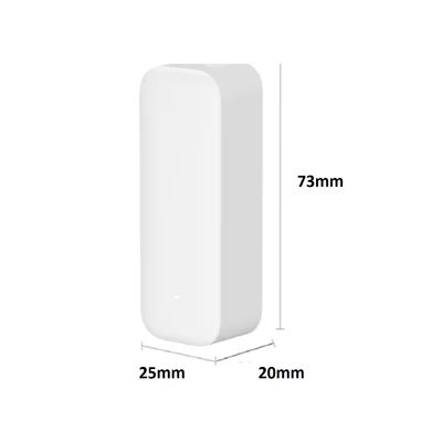 LED-Dimmer, weißes Rechteck, abgerundete Kanten, Abmessungen 73x25x20 mm, Hintergrund.