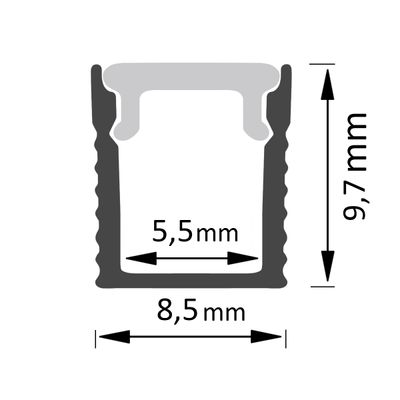 Aluminiumprofil für SOLO MINI LED-Leiste, 2 m, Aufputzmontage, schwarz Aluminium