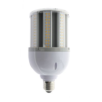 LED-Kornlampe, zylindrische Lampe, weiße Fassung, vertikale gelbe LED-Zirpen für helle Beleuchtung.