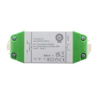 Rechteckiger LED-Controller für Beleuchtung, grüne Endkappen, Informationen auf dem Deckel, geeignet für LED-Lampen.