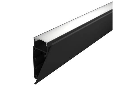 1cm Flaches schwarzes Aluminiumprofil für LED-Streifen Wand, 2000x55x24mm, für indirekte Beleuchtung
