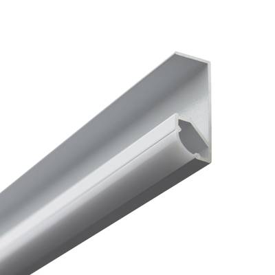 Winkelförmiges LED-Profil aus Aluminium mit mattiertem Diffusor, optimal für eine gleichmäßige lineare Beleuchtung.