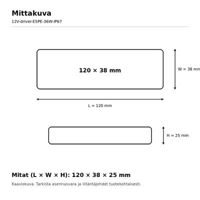 LED-Netzteil, 12 V, 36 W, ESPE, IP67