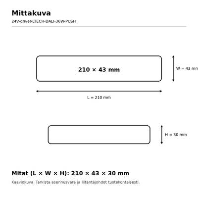 LED-Netzteil, 24 V, 36 W, LTECH, DALI-2 DT6 / PUSH-DIM, IP20