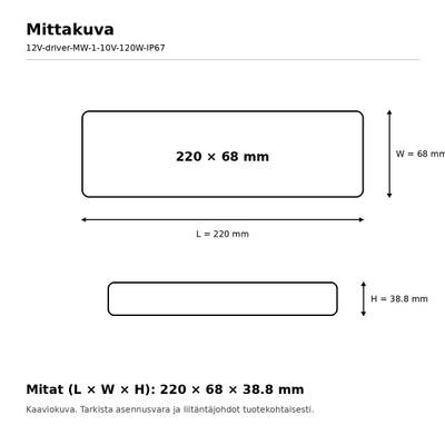 LED-Netzteil, 12 V, 120 W, Mean Well, 1–10 V / PWM-dimmbar, IP67