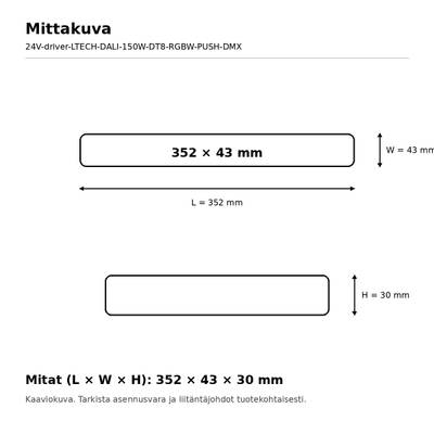 LED-Vorschaltgerät, 24 V, 150 W, LTECH, DALI-2 DT6/DT8 + DMX/RDM + PUSH, RGBW, IP20
