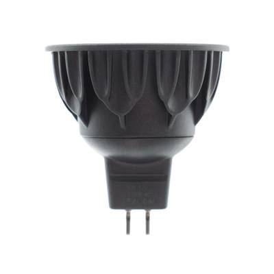 MR16-LED-Spot mit grauem Gehäuse und zweipoligem Sockel.