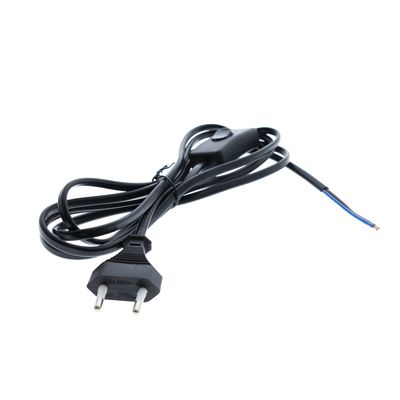 2m Kabel, schwarzer Zwischenschalter und Stecker