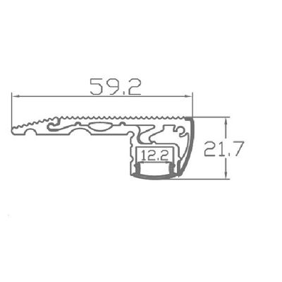 Technische Querschnittszeichnung eines Strukturprofils mit einer Länge von 59,2 mm und einer Höhe von 21,7 mm für LED-Beleuchtungsanwendungen.