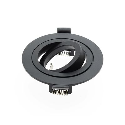 Schwarzer LED-Downlight-Vorhang mit verstellbaren Ringen und festen Federn, ideal für moderne Beleuchtungslösungen. Auf weißem Hintergrund abgebildet.