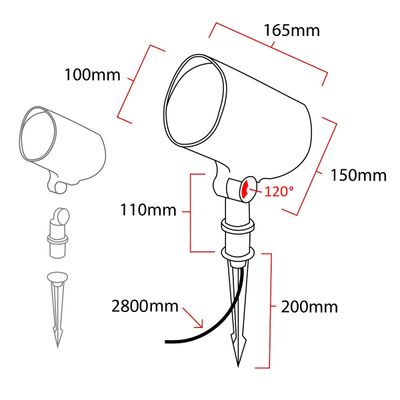 LED BEAM gerichtete Steh-/Wand-/Deckenleuchte, 3500 K, 20 W, CRI92, IP65, mattschwarz. Als Zusatzteile ist ein Installationsbecher für Wand- oder Deckeninstallationen oder ein 80 cm langer Verlängerungsarm für Bodeninstallationen erhältlich. Damit ist das Beleuchten von Bäumen und Felsen ganz einfach!
