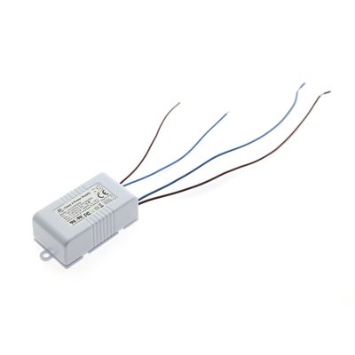 LED-Netzteil grau rechteckig, vier Drähte blau und braun, Beleuchtungselement