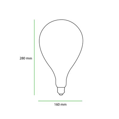 LED-Lampenumriss, Höhe 280 mm x 160 mm, ideal für energieeffiziente Beleuchtungslösungen für Haushalte und Unternehmen.