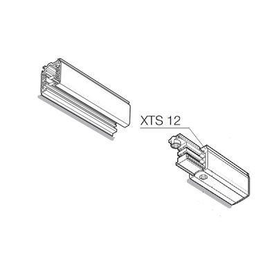 Technisches Bild von zwei "XTS 12"-Bauteilen mit Querschnittsansichten und detaillierten inneren Strukturen für LED-Beleuchtungsanwendungen.