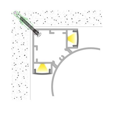 Eckiges Bogenprofil für indirekte Beleuchtung in 2 Richtungen, 1cm, weiß