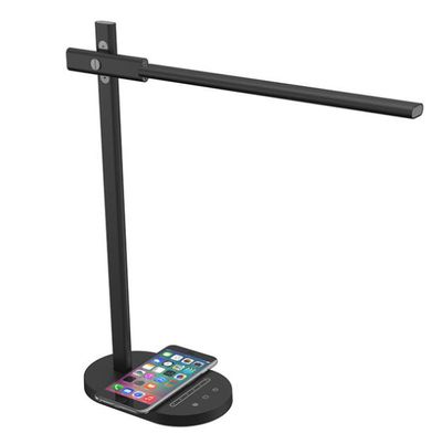 LED-Tischlampe, Nachttischlampe KURKI, kabelloses Laden, 9W, grau