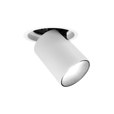 Verstellbarer weißer Deckeneinbaustrahler mit zylindrischem Kopf für LED-Beleuchtungslösungen. Perfekt für ein modernes und stilvolles Interieur zu Hause oder im Büro.