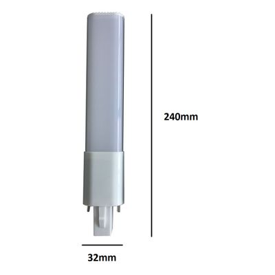 LED-Leuchtstoffröhre, Höhe 240 mm, Breite 32 mm, weißer Sockel, mattierte Abdeckung, energieeffiziente Beleuchtungslösung für Haushalte und Unternehmen.
