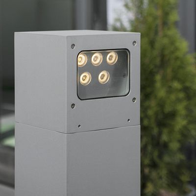 LED PIHAVALIISIN PILARI CUBIC, 3000K, 5W, CRI80, IP55, mattgrau
