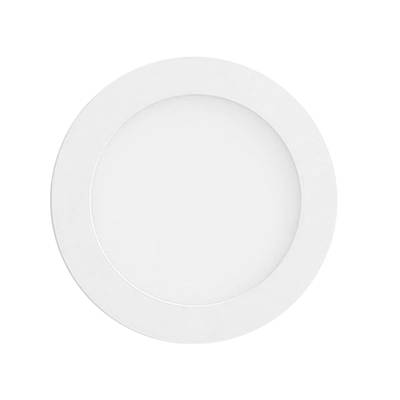 Runde weiße LED-Deckenleuchte, energieeffiziente Beleuchtungslösung mit kontrastierendem schwarzem Hintergrund.