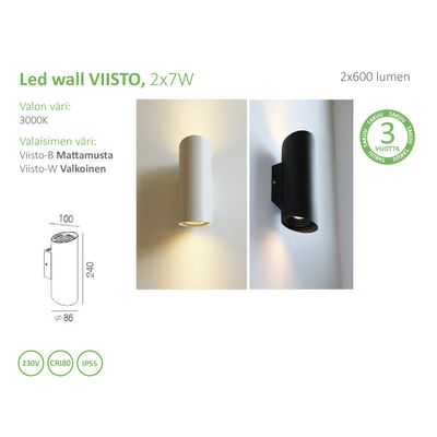 "Schwarze und weiße zylindrische LED-Wandleuchten mit Produktinformationen und einem 3-Jahres-Garantie-Etikett für das führende LED-Beleuchtungsunternehmen SEO.