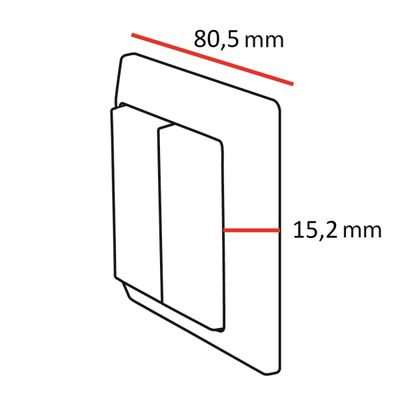 Schema einer rechteckigen LED-Leuchte mit Abmessungen von 80,5 mm Breite und 15,2 mm Dicke, ideal für kompakte Beleuchtungslösungen.