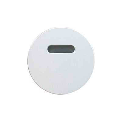 Runde flache silberne LED-Leuchte mit ovaler Rille, ideal für zeitgenössische Beleuchtungslösungen.