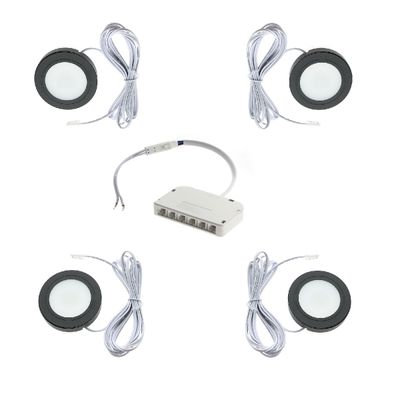 Wandleuchten-Set, LUMO 4x1W, dimmbar, IP44