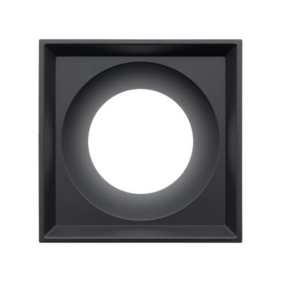 "Die quadratische schwarze LED-Deckenleuchte mit großer kreisförmiger Öffnung ist perfekt für moderne Beleuchtungslösungen.