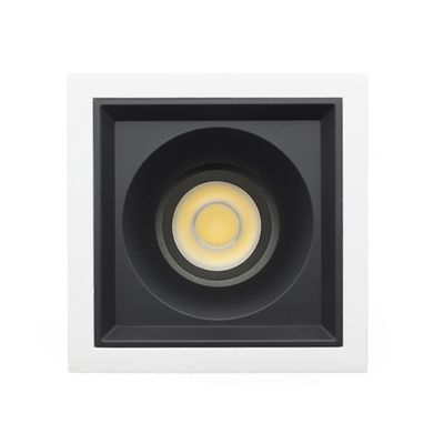 Rechteckige Deckeneinbauleuchte mit rundem LED-Leuchtmittel, schwarz-weißes Gehäuse, modernes Design für effiziente Beleuchtung. Perfekt für die Beleuchtung zu Hause oder im Büro.
