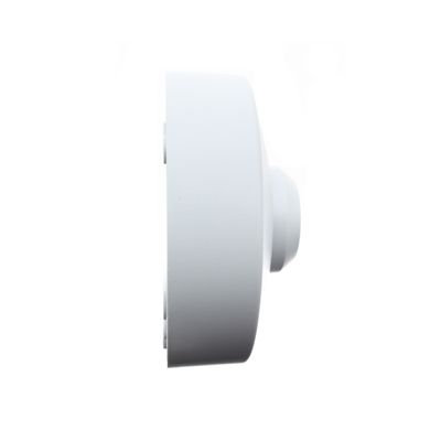 Seitenansicht einer weißen, runden Wandhalterung mit zylindrischer Basis, ideal für die sichere Installation von LED-Leuchten.