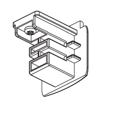 3D-Linienzeichnung einer geometrischen Skulptur mit ineinander greifenden Rechtecken, die ein modernes Design für LED-Beleuchtungsinspiration zeigt.