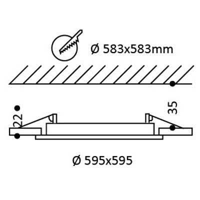 LED-Paneel 600x600 - TUNNELMA, IP54, Farbtemperatur einstellbar CCT, 40W, CRI97