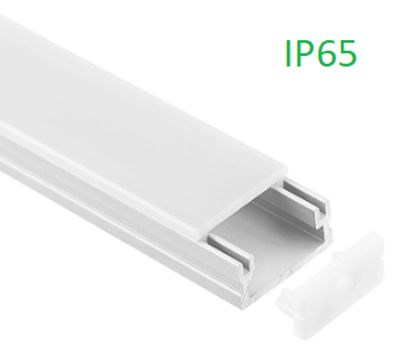 LED-Leuchtband mit Kanalabdeckung und IP65-Klemme, Nahaufnahme der Lichttechnik