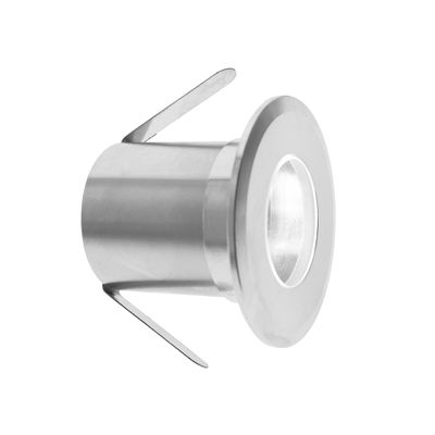 Silberfarbenes LED-Einbaudownlight aus Metall für die Deckenmontage mit schrägen Abdeckungen, das stilvolle und effiziente Beleuchtungslösungen bietet.