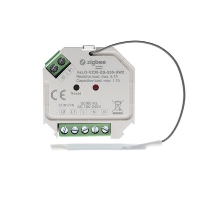 Zweikanaliger drahtloser Zigbee Ein-Aus-Empfänger für LED-Leuchten, 230V, max. 250W