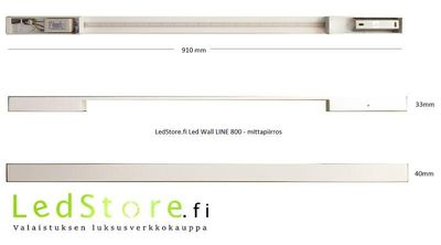 Line 900 Wandleuchte mit Maßstabszeichnung.