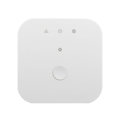 Alternativer Text: "Weißes elektronisches Gerät mit runder Taste und Funktionssymbolen, entwickelt für die Steuerung von LED-Beleuchtung.