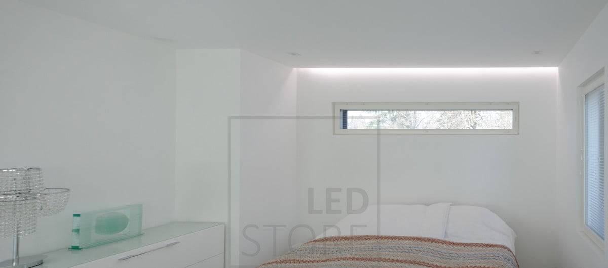 Grüner Hintergrund mit einem weißen Quadrat, das den gestapelten Text "LED" über dem Text "STORE" in Weiß enthält, Werbung für ein LED-Beleuchtungsgeschäft.