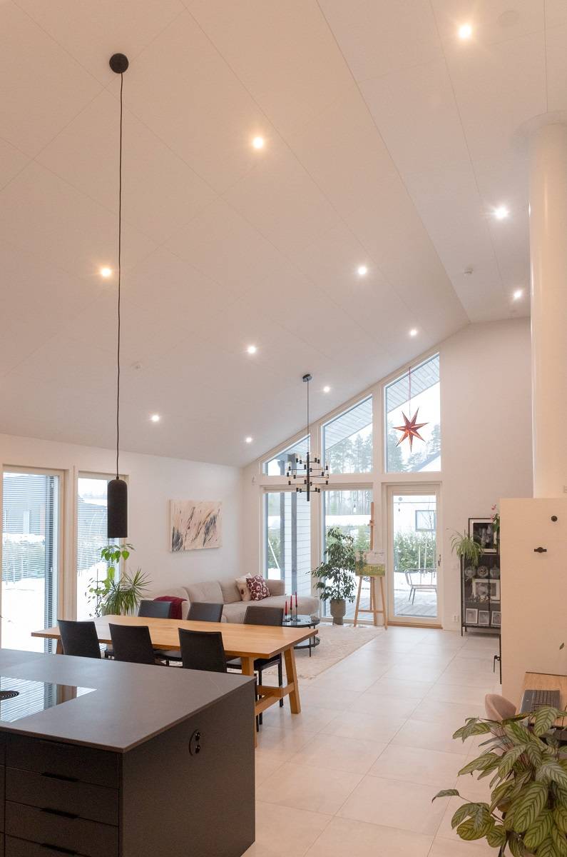 LED-Strahler als Allgemeinbeleuchtung im Esszimmer und Wohnzimmer.