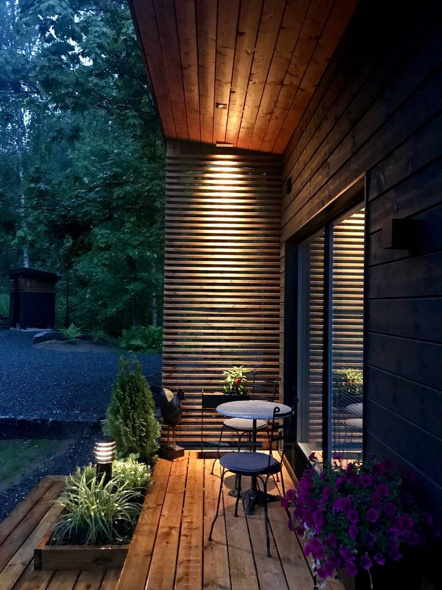 LINJA 5-Strahler, die die Gesimse hervorheben und die Terrasse beleuchten. Ledstore.fi