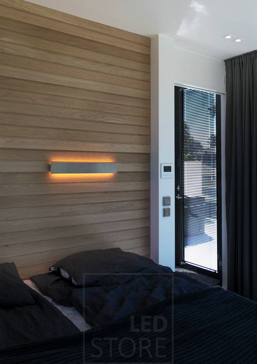 Stimmungs- und Nachtlicht für das Schlafzimmer mit der Led-Wandlampe STRAIGHT von Ledstore.fi