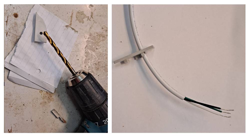 Vergrößerung der Öffnung für den Draht am Ende des Led-Profils